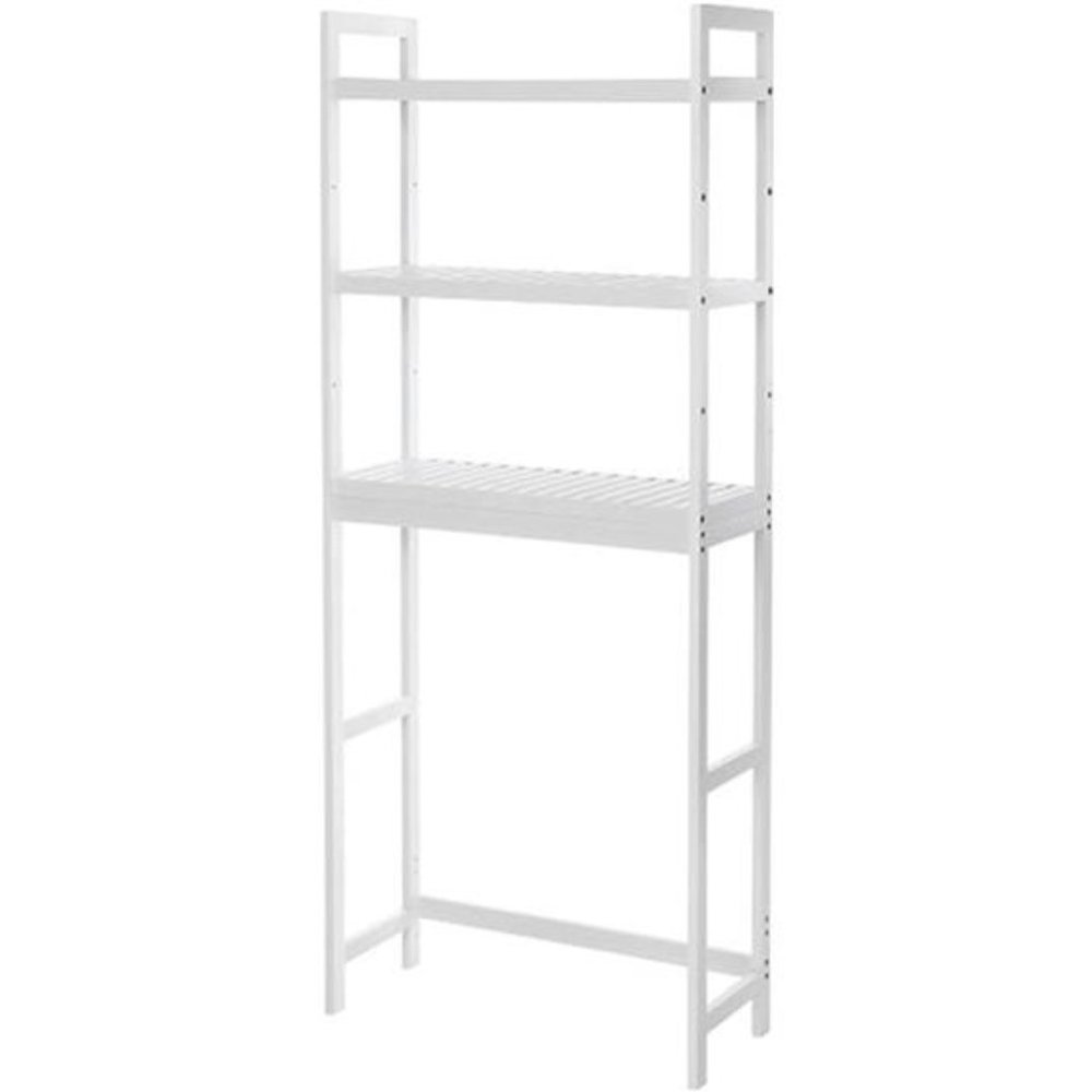 3-Tier Bamboo Over Toilet Bathroom Organizer with Adjustable Shelf, White